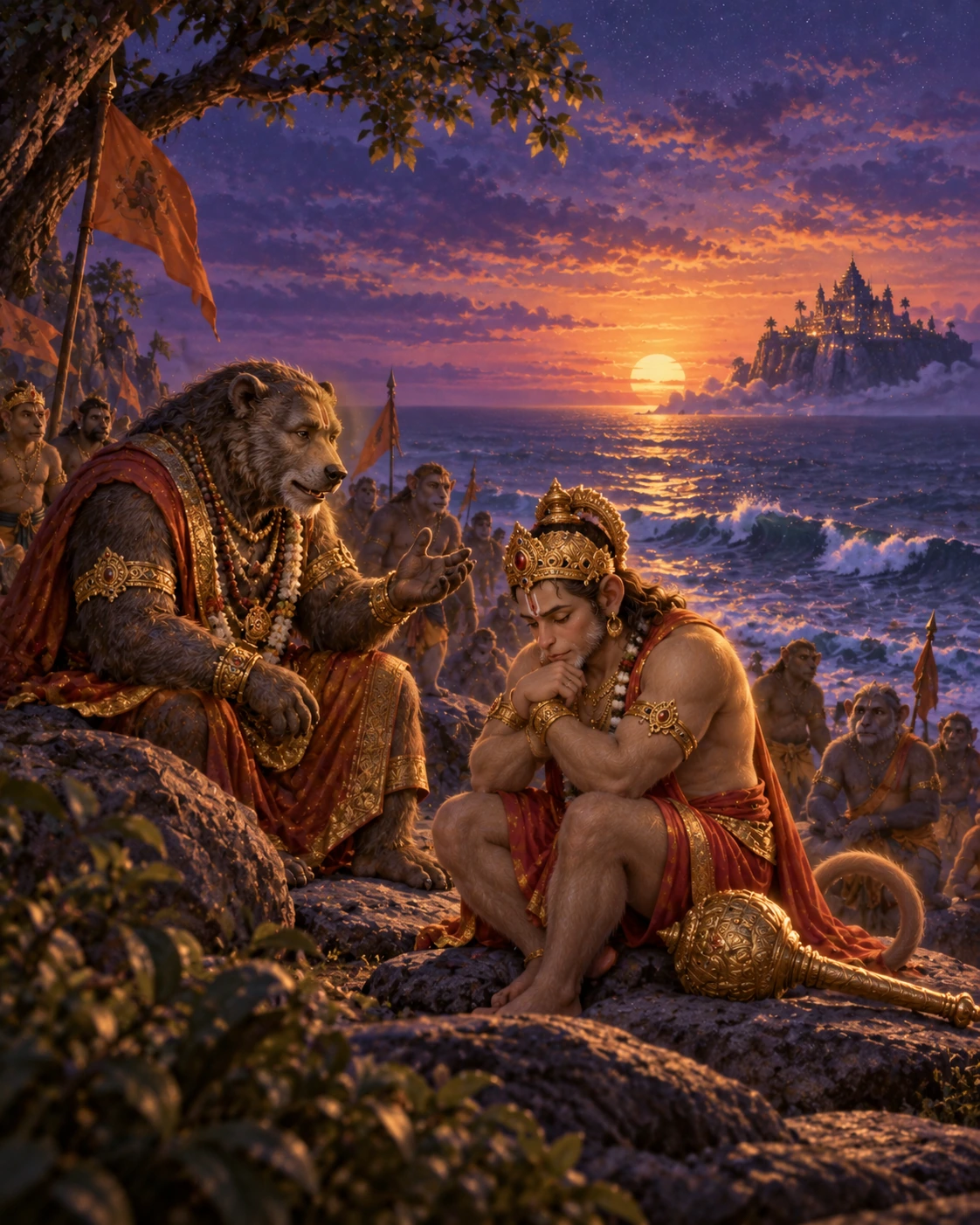 Jāmbavān Reminds Hanumān की चित्रकला