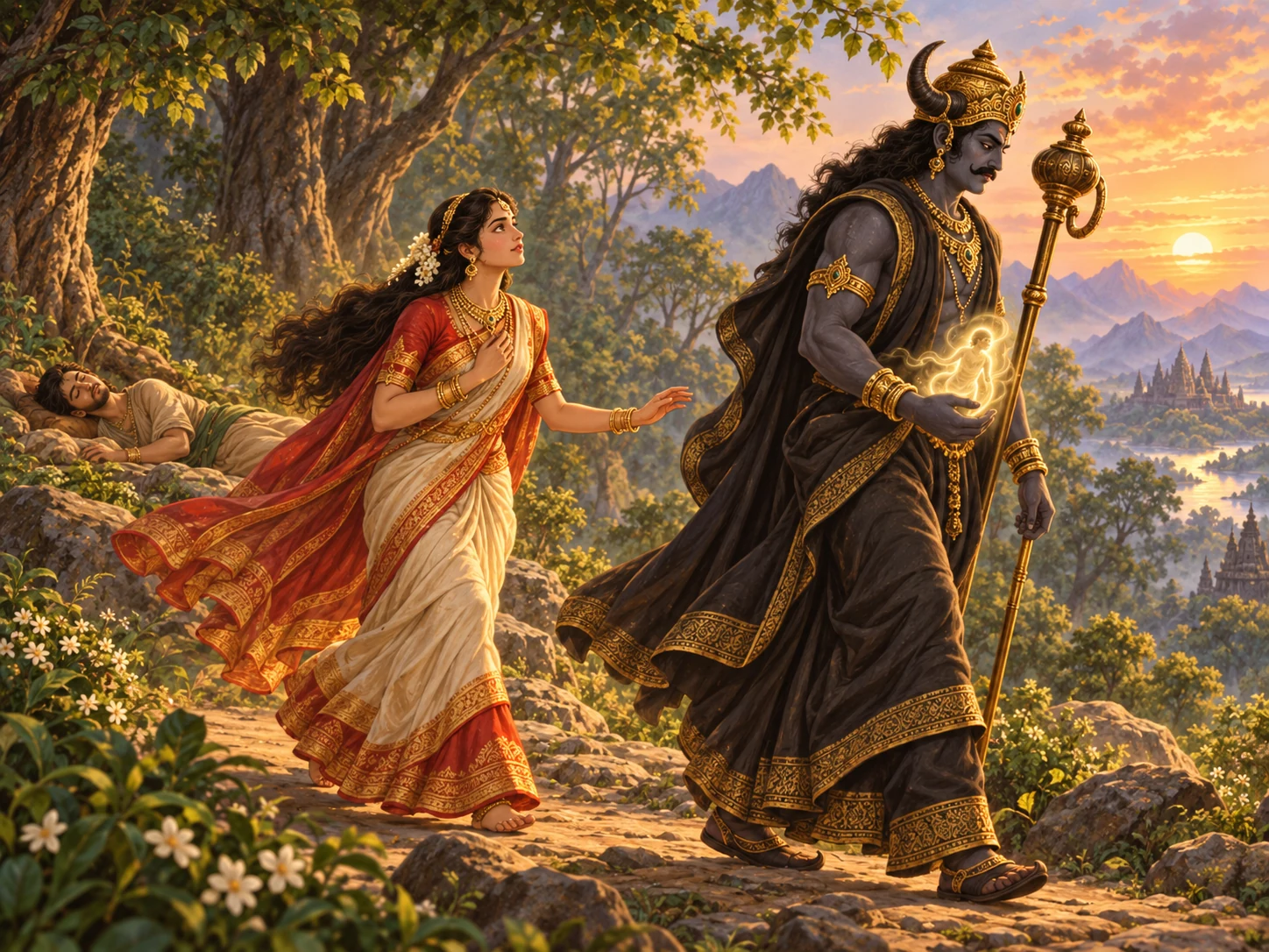 Sāvitrī Follows Yama