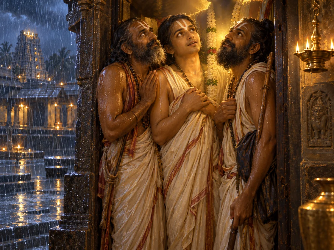 Illustration for Three in a Doorway
